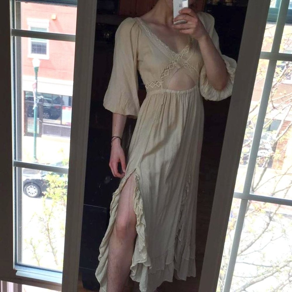 Free people tan cutout maxi dress